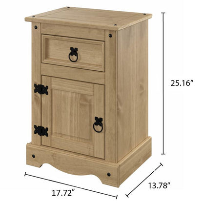 Wood Nightstand 1 Door 1 Drawer Corona | Furniture Dash