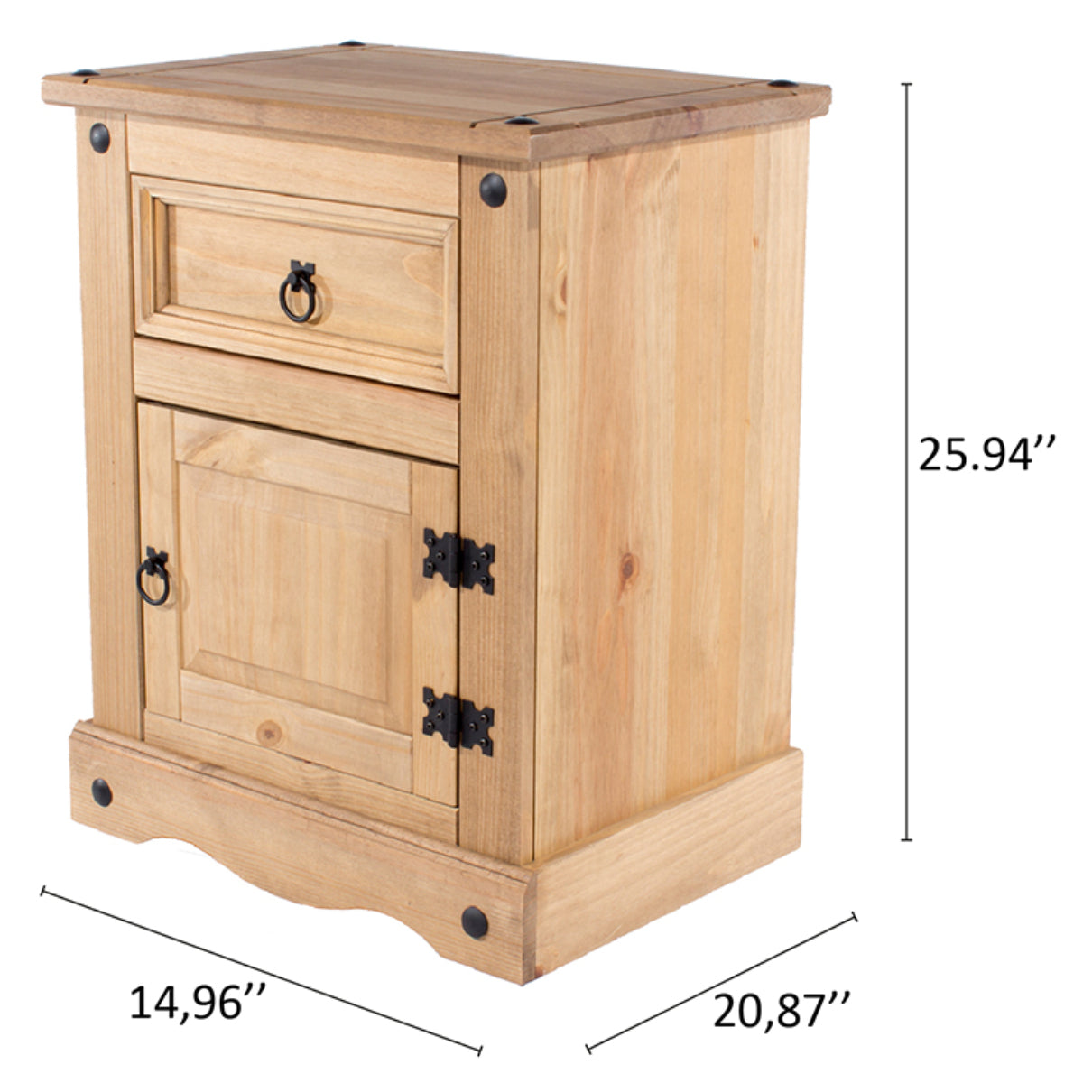 Wood Nightstand 1 Door 1 Drawer Corona | Furniture Dash