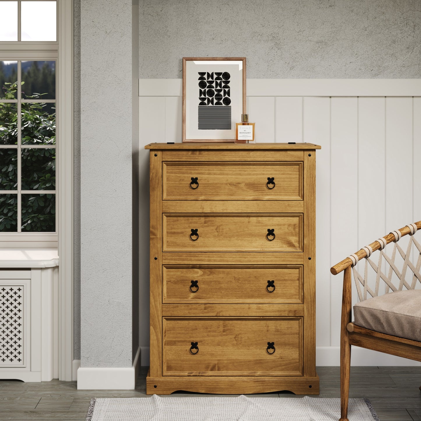 3 Drawer Wood Chest With Upper Storage Compartment Corona | Furniture Dash