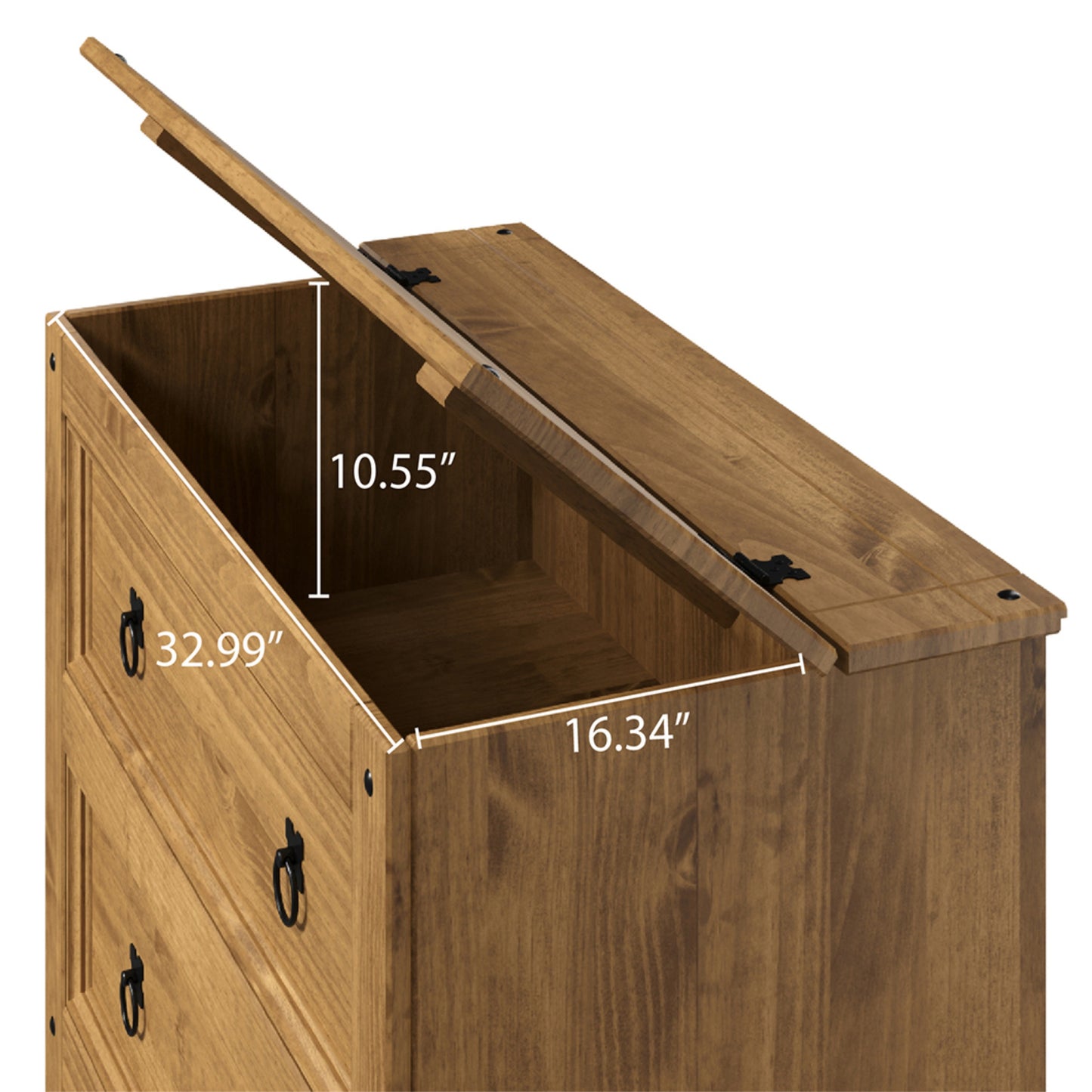 3 Drawer Wood Chest With Upper Storage Compartment Corona | Furniture Dash