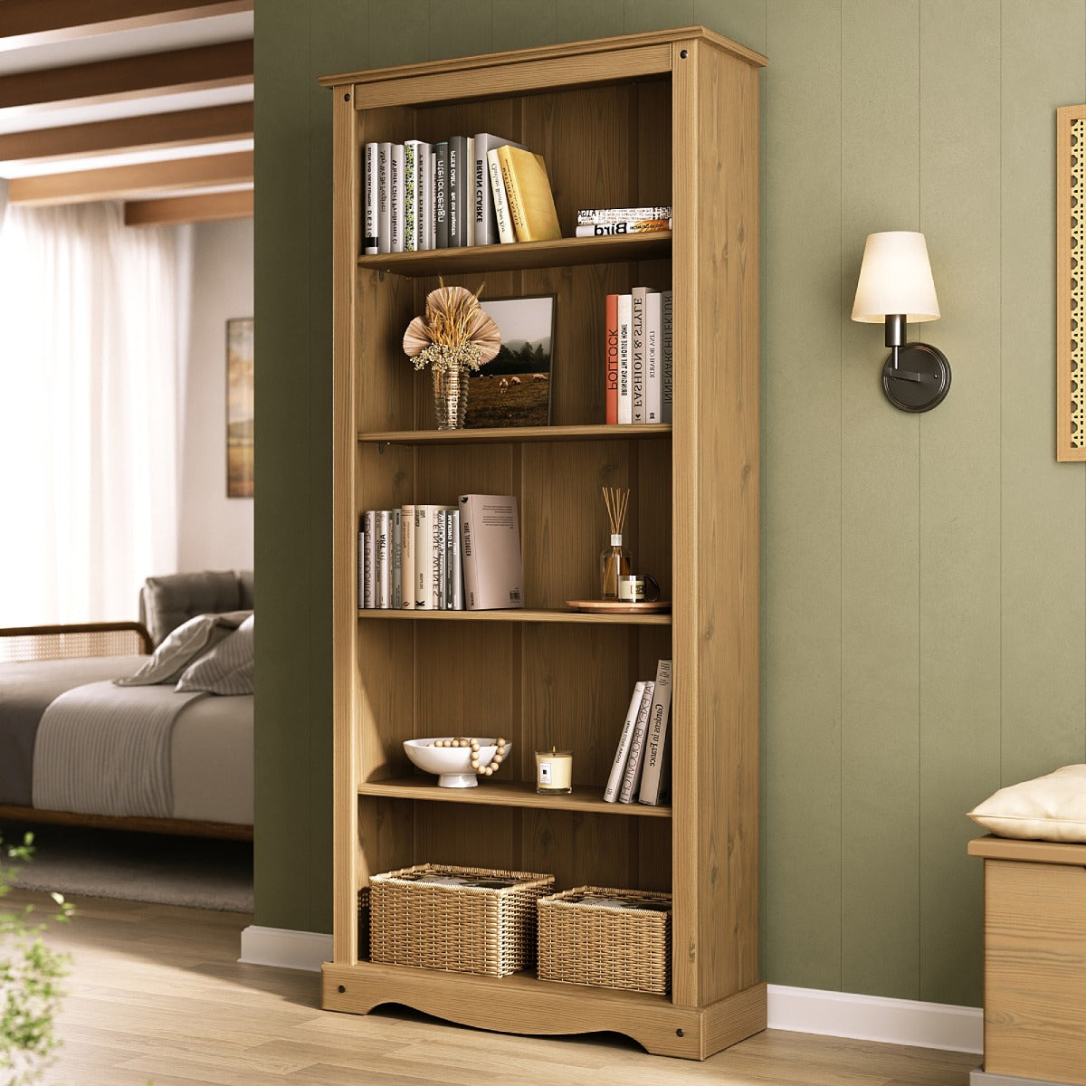 Wood Bookcase 5 Shelf Corona | Furniture Dash
