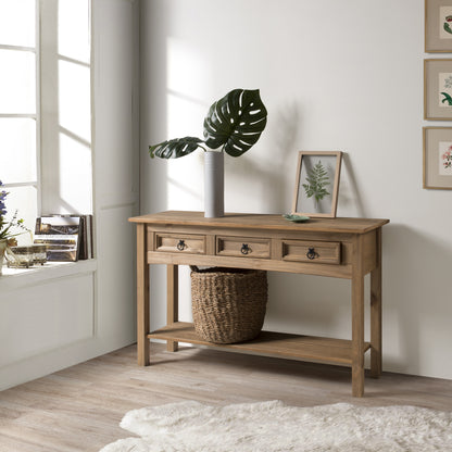 Wood Hall Table Console 3 Drawers Corona | Furniture Dash