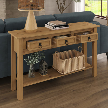 Wood Hall Table Console 3 Drawers Corona | Furniture Dash