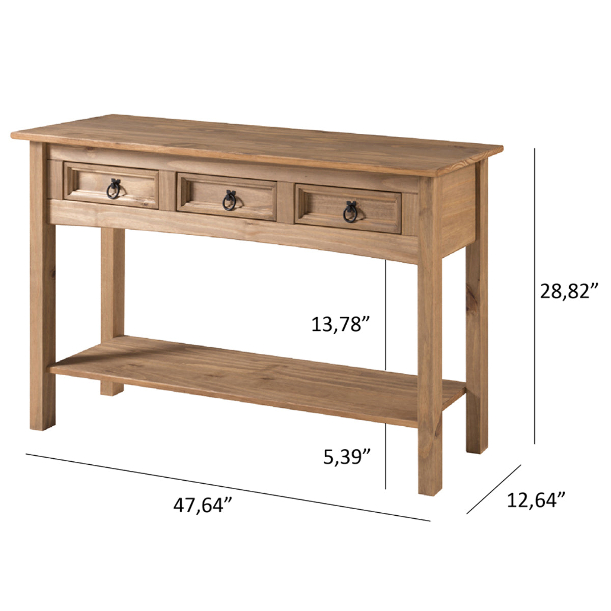 Wood Hall Table Console 3 Drawers Corona | Furniture Dash