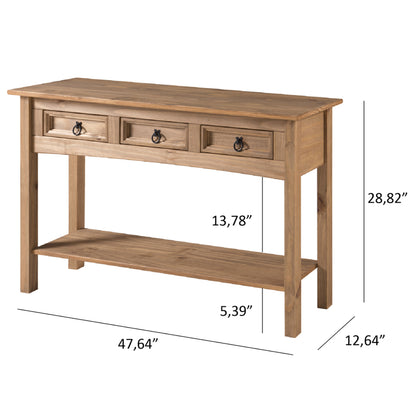 Wood Hall Table Console 3 Drawers Corona | Furniture Dash