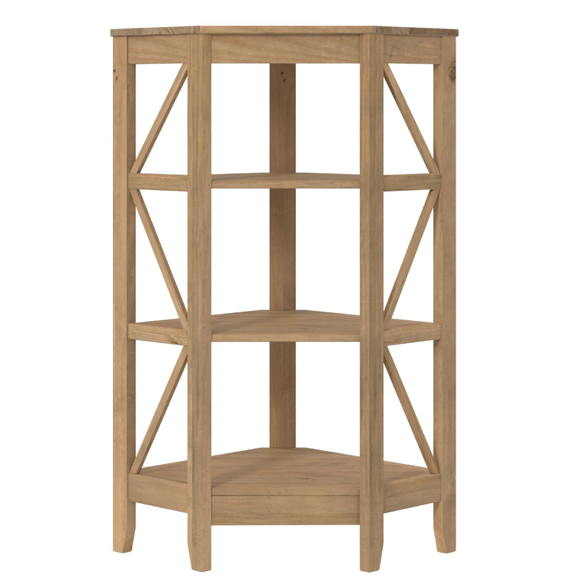 Wood Corner Bookcase 3 Shelf Corona | Furniture Dash