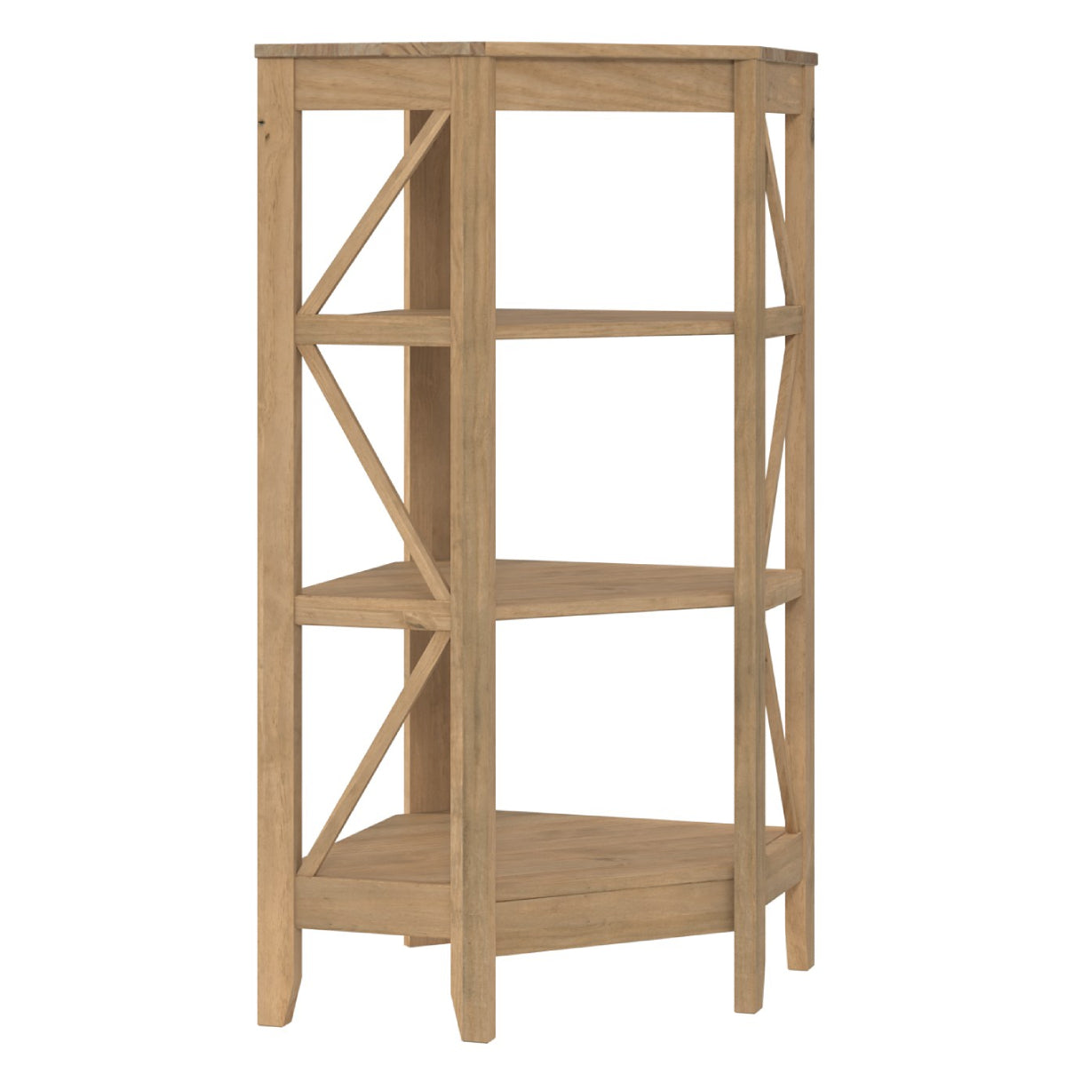 Wood Corner Bookcase 3 Shelf Corona | Furniture Dash