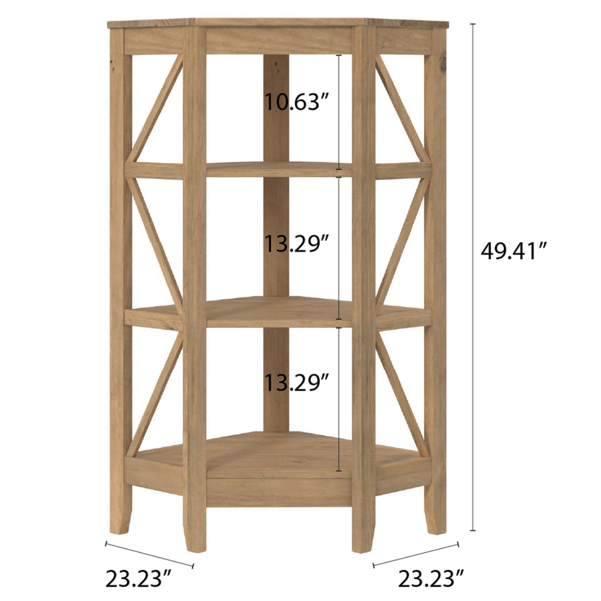 Wood Corner Bookcase 3 Shelf Corona | Furniture Dash