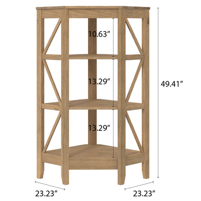 Wood Corner Bookcase 3 Shelf Corona | Furniture Dash