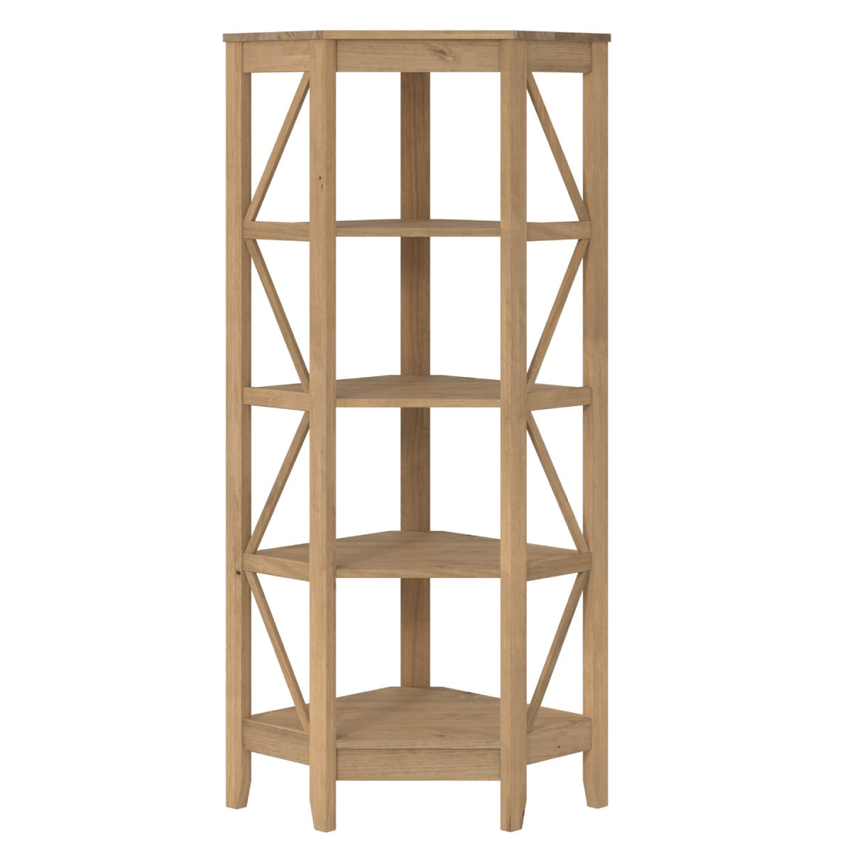 Wood Corner Bookcase 4 Shelf Corona | Furniture Dash