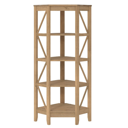 Wood Corner Bookcase 4 Shelf Corona | Furniture Dash