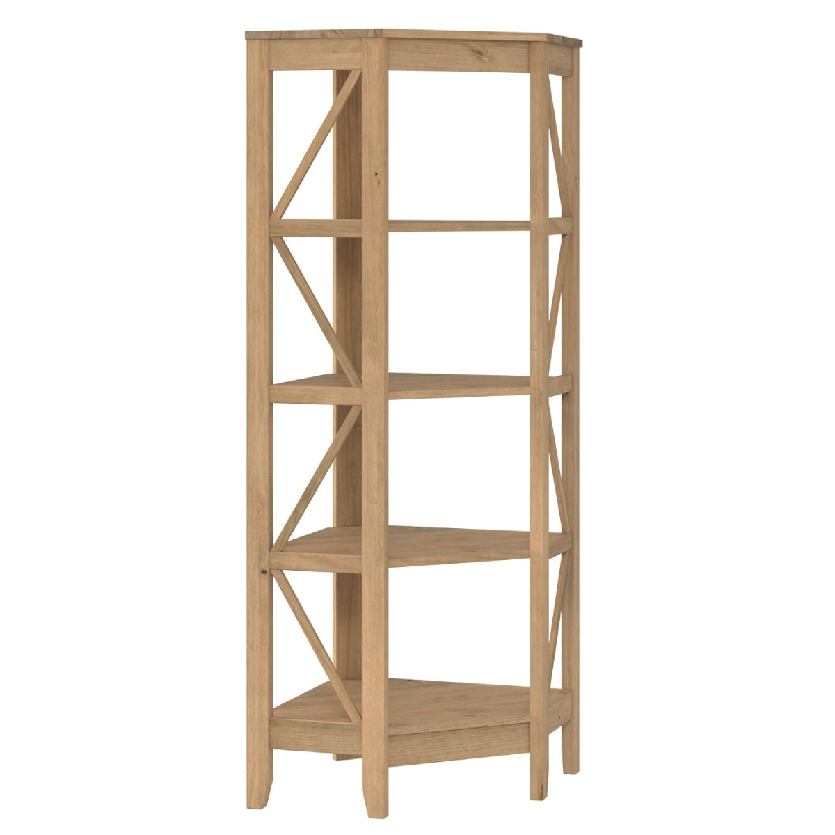 Wood Corner Bookcase 4 Shelf Corona | Furniture Dash