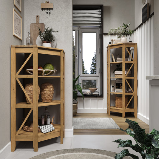 Wood Corner Bookcase 4 Shelf Corona | Furniture Dash