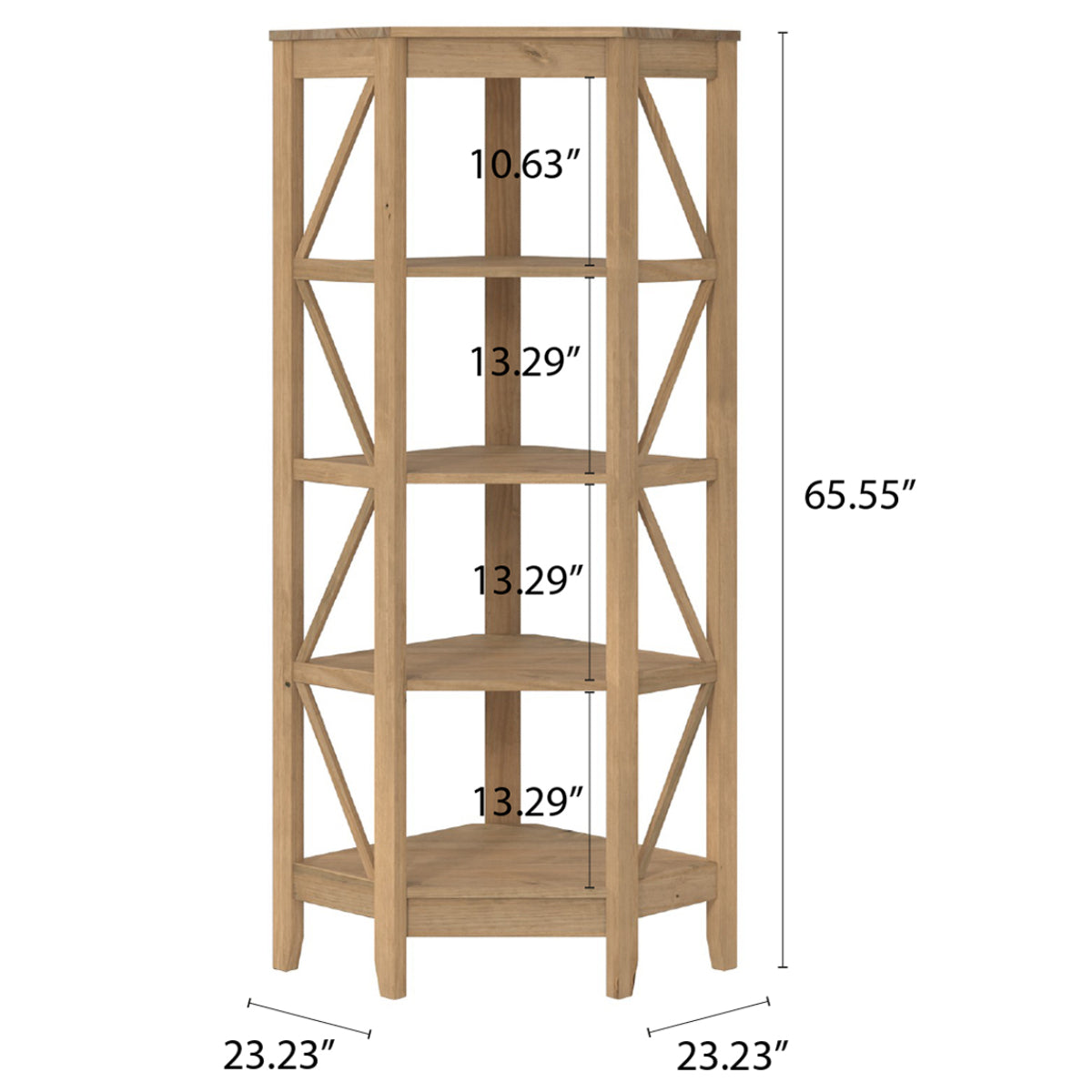 Wood Corner Bookcase 4 Shelf Corona | Furniture Dash