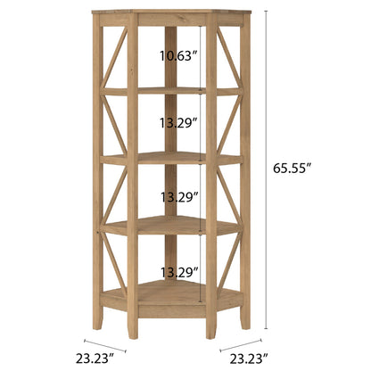 Wood Corner Bookcase 4 Shelf Corona | Furniture Dash