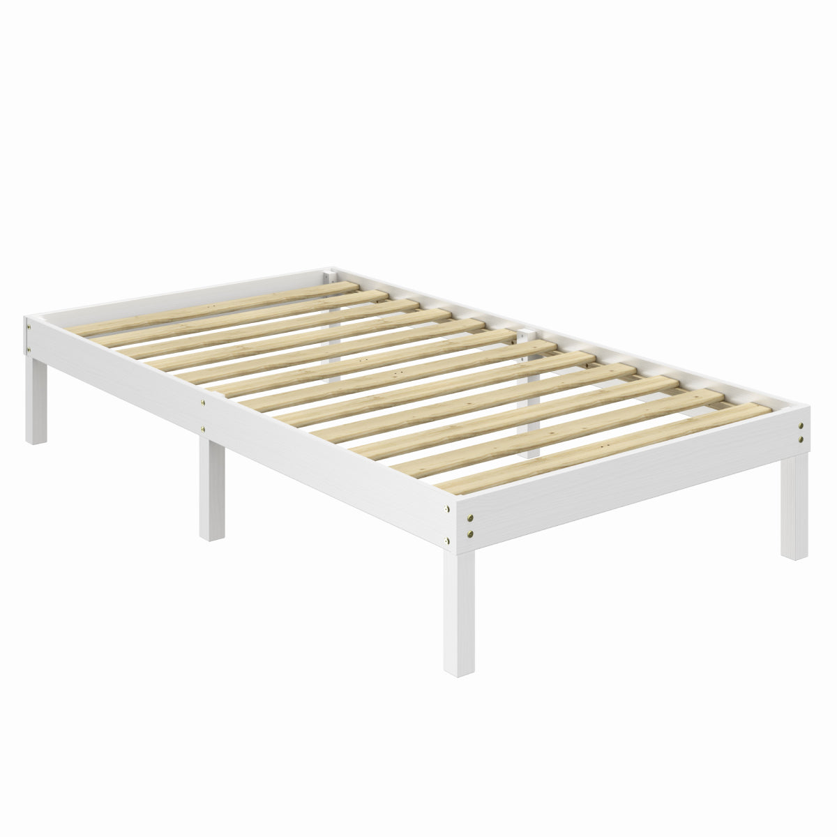 Wood Frame Twin Size Bed Corona Snow | Furniture Dash