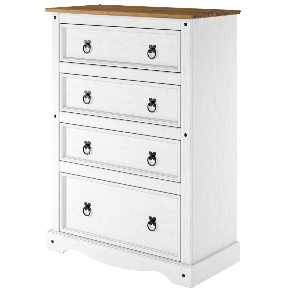 Wood Dresser 4 Drawers Chest Corona Snow | Furniture Dash