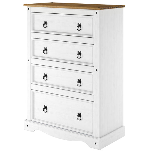 Wood Dresser 4 Drawers Chest Corona Snow | Furniture Dash