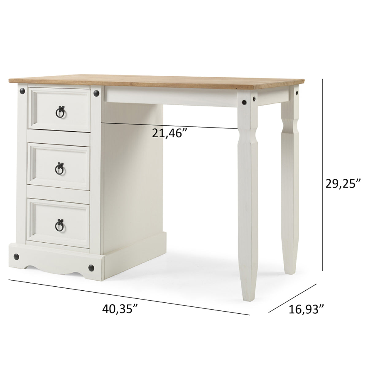 Wood Dressing Table Vanity Makeup Corona Snow | Furniture Dash