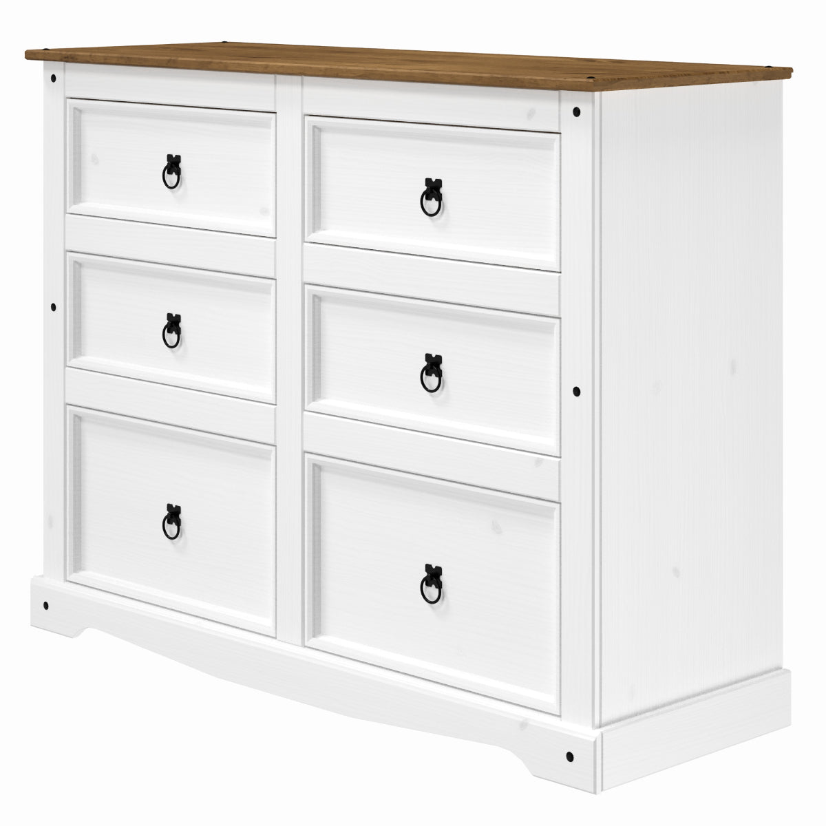 Wood Dresser 3+3 Drawers Chest Corona Snow | Furniture Dash