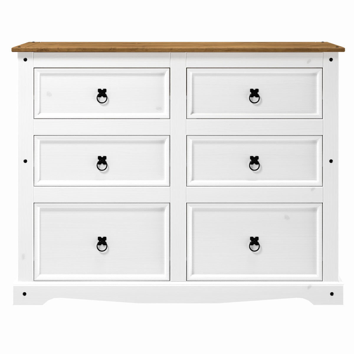 Wood Dresser 3+3 Drawers Chest Corona Snow | Furniture Dash