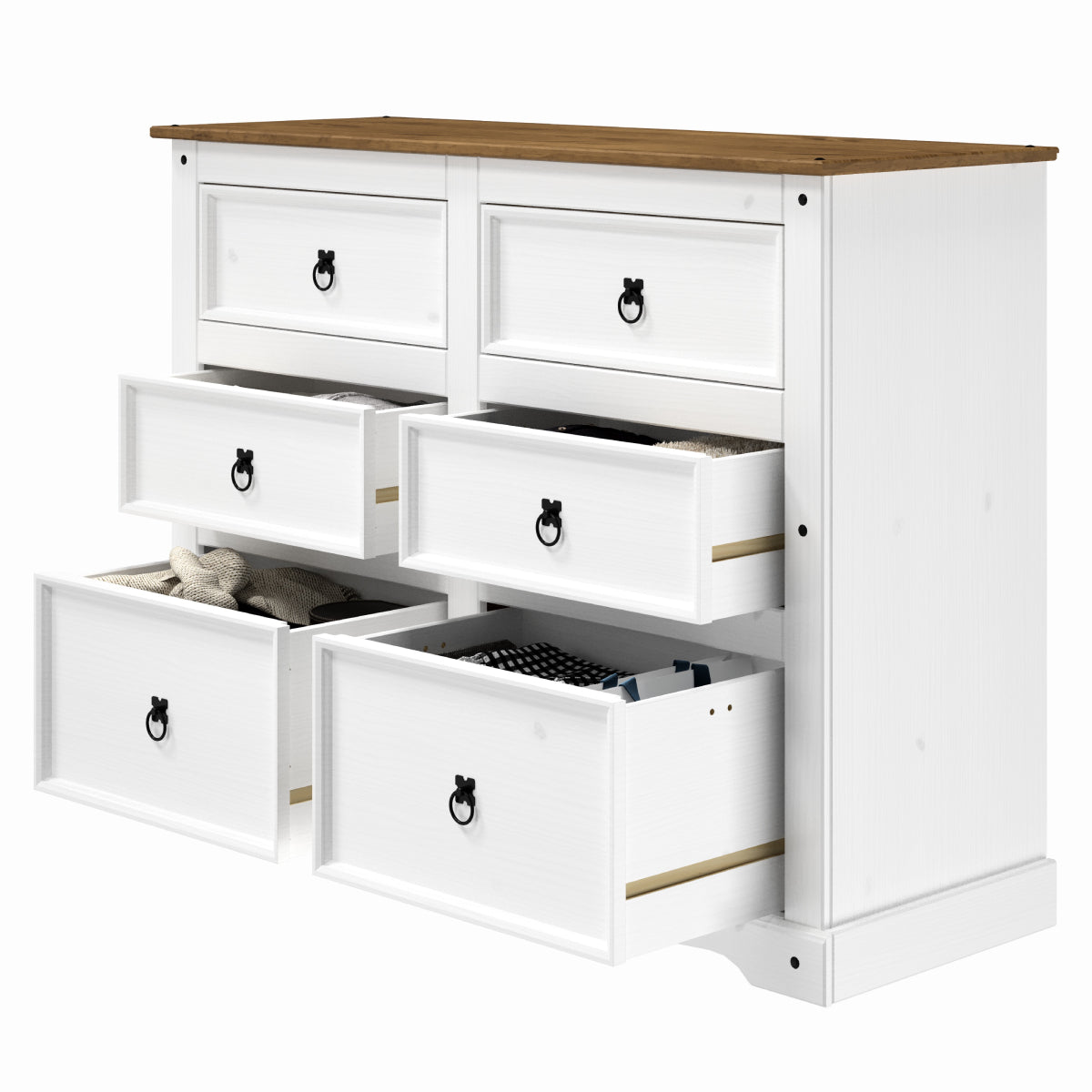 Wood Dresser 3+3 Drawers Chest Corona Snow | Furniture Dash