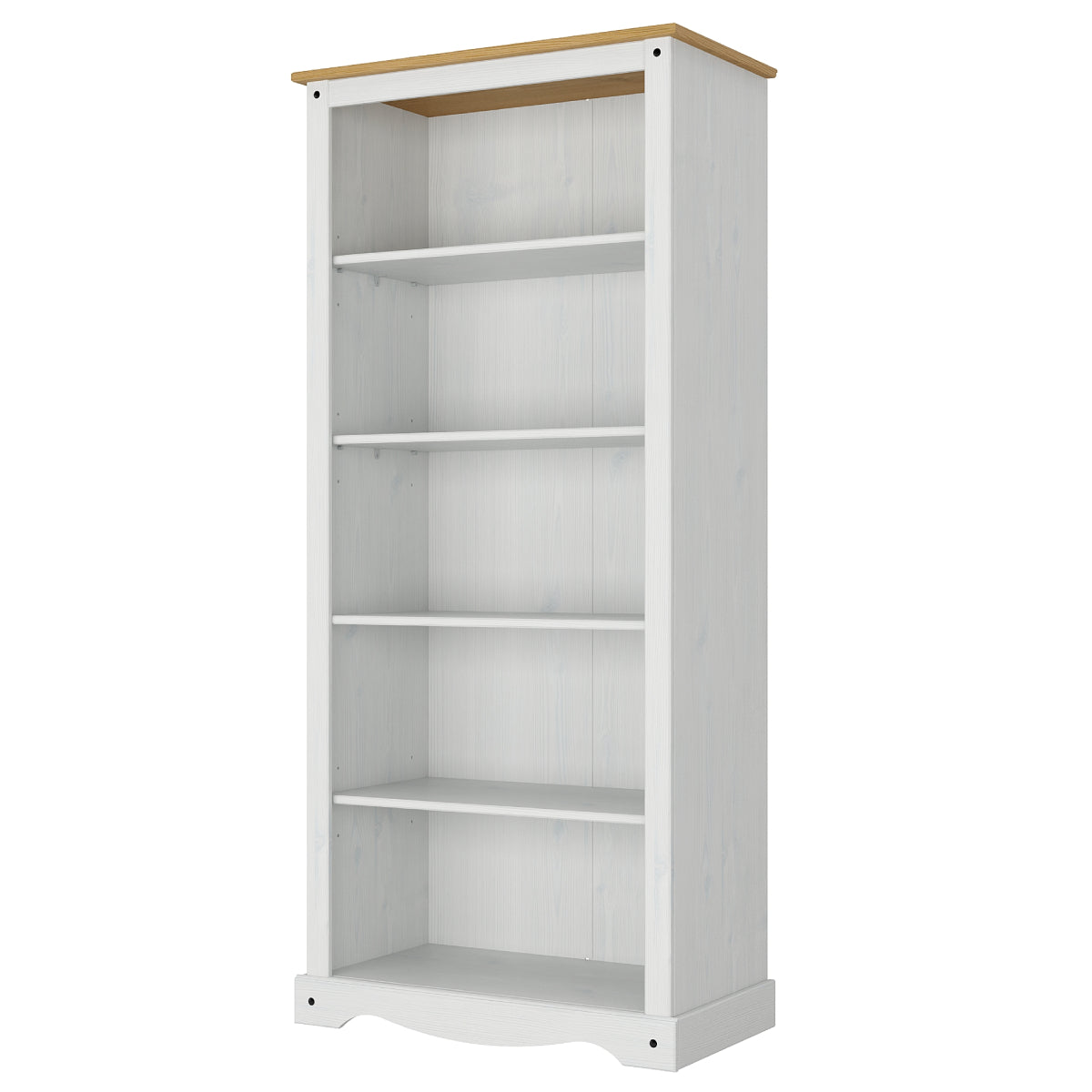 Wood Bookcase 5 Shelf Corona Snow | Furniture Dash