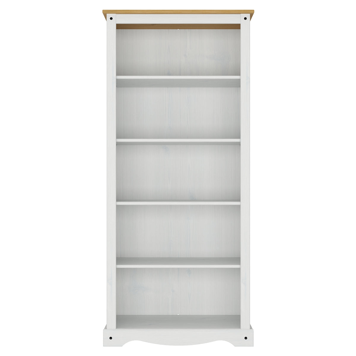 Wood Bookcase 5 Shelf Corona Snow | Furniture Dash