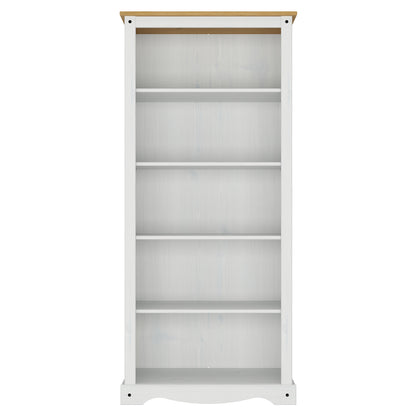 Wood Bookcase 5 Shelf Corona Snow | Furniture Dash