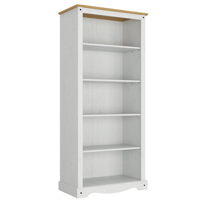 Wood Bookcase 5 Shelf Corona Snow | Furniture Dash