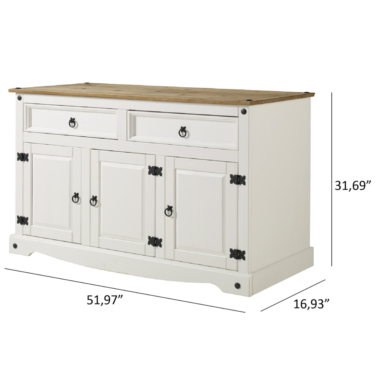 Wood Buffet Sideboard Corona Snow | Furniture Dash