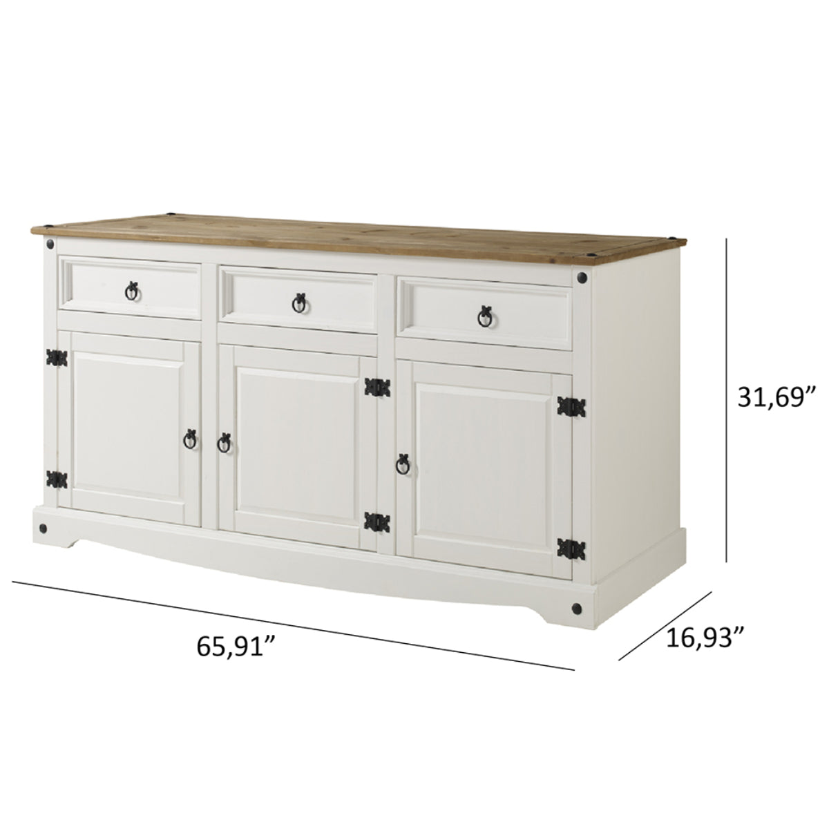 Wood Buffet Sideboard Corona Snow | Furniture Dash