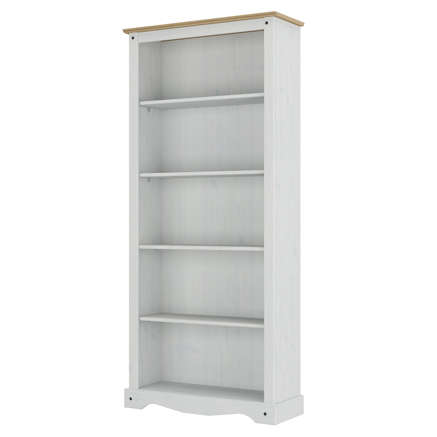 Wood Bookcase 5 Shelf Corona Snow | Furniture Dash