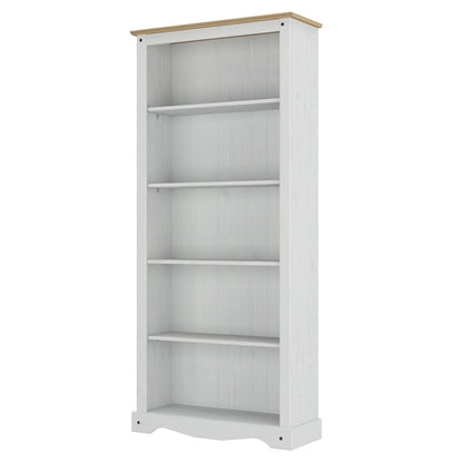 Wood Bookcase 5 Shelf Corona Snow | Furniture Dash