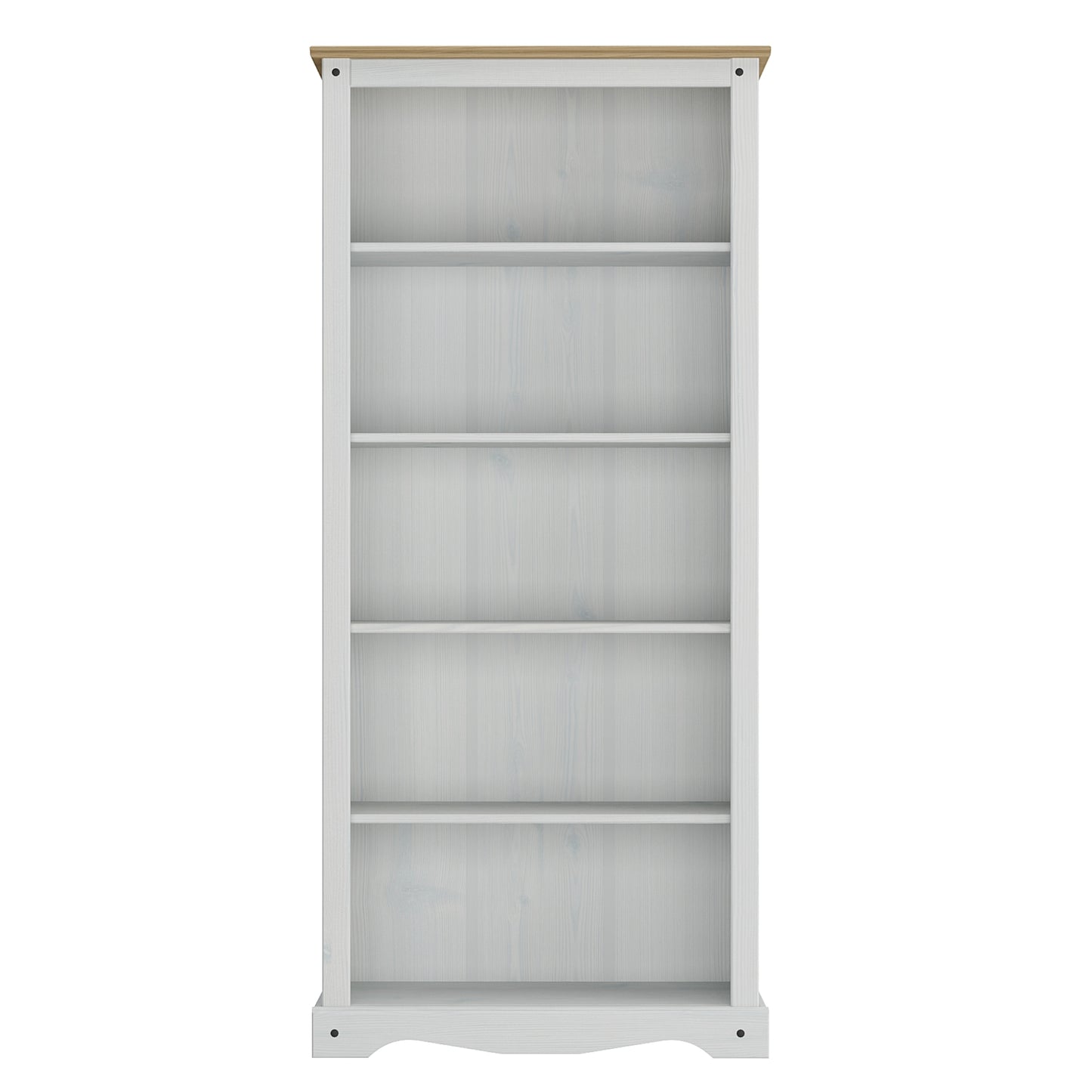 Wood Bookcase 5 Shelf Corona Snow | Furniture Dash