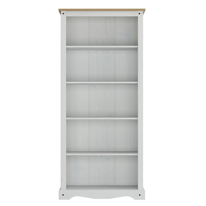 Wood Bookcase 5 Shelf Corona Snow | Furniture Dash