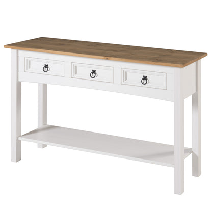 Wood Hall Table Console 3 Drawers Corona Snow | Furniture Dash