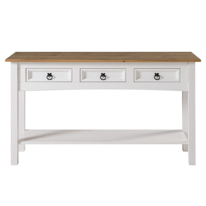 Wood Hall Table Console 3 Drawers Corona Snow | Furniture Dash