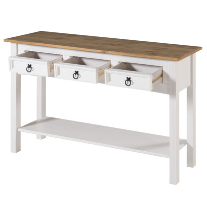 Wood Hall Table Console 3 Drawers Corona Snow | Furniture Dash