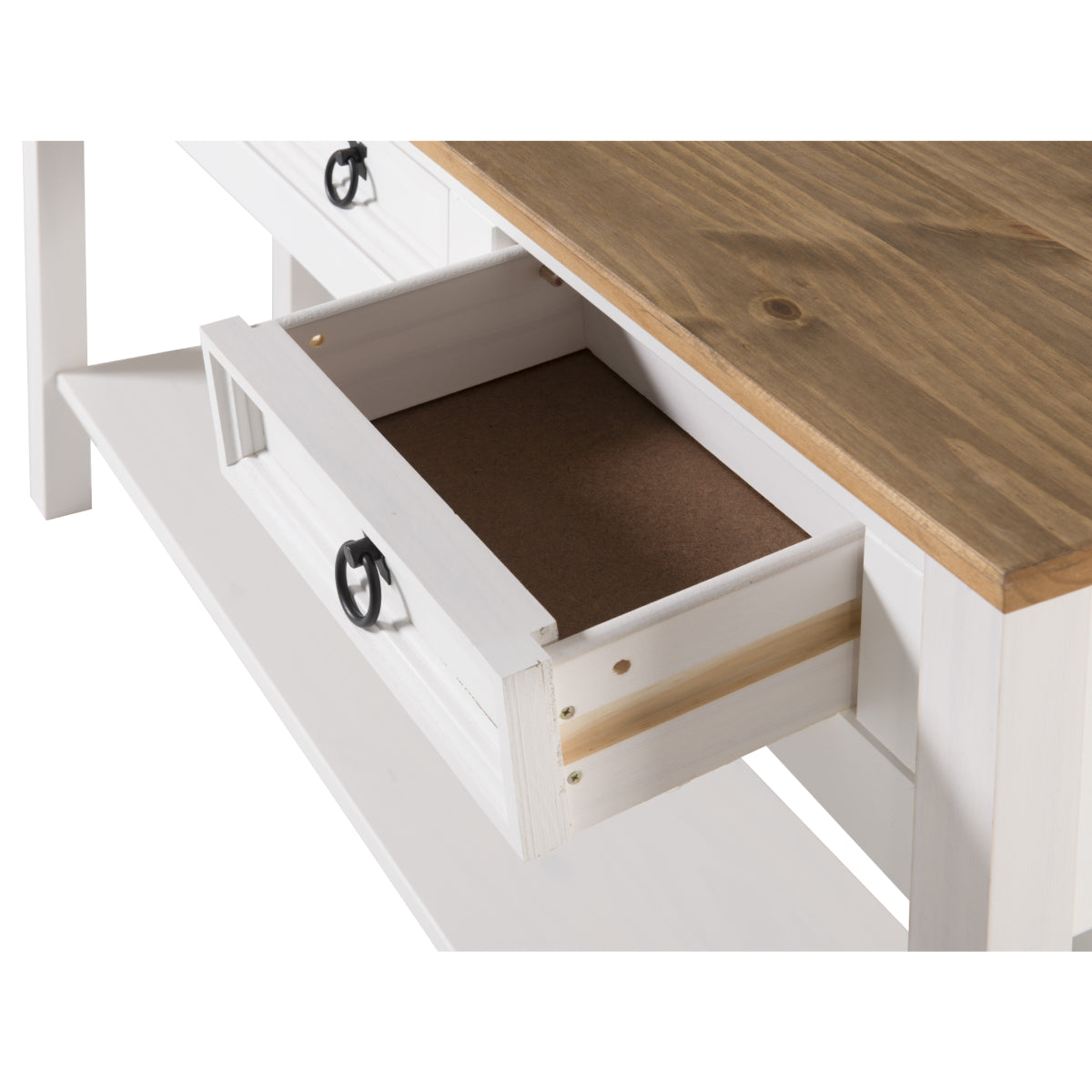 Wood Hall Table Console 3 Drawers Corona Snow | Furniture Dash