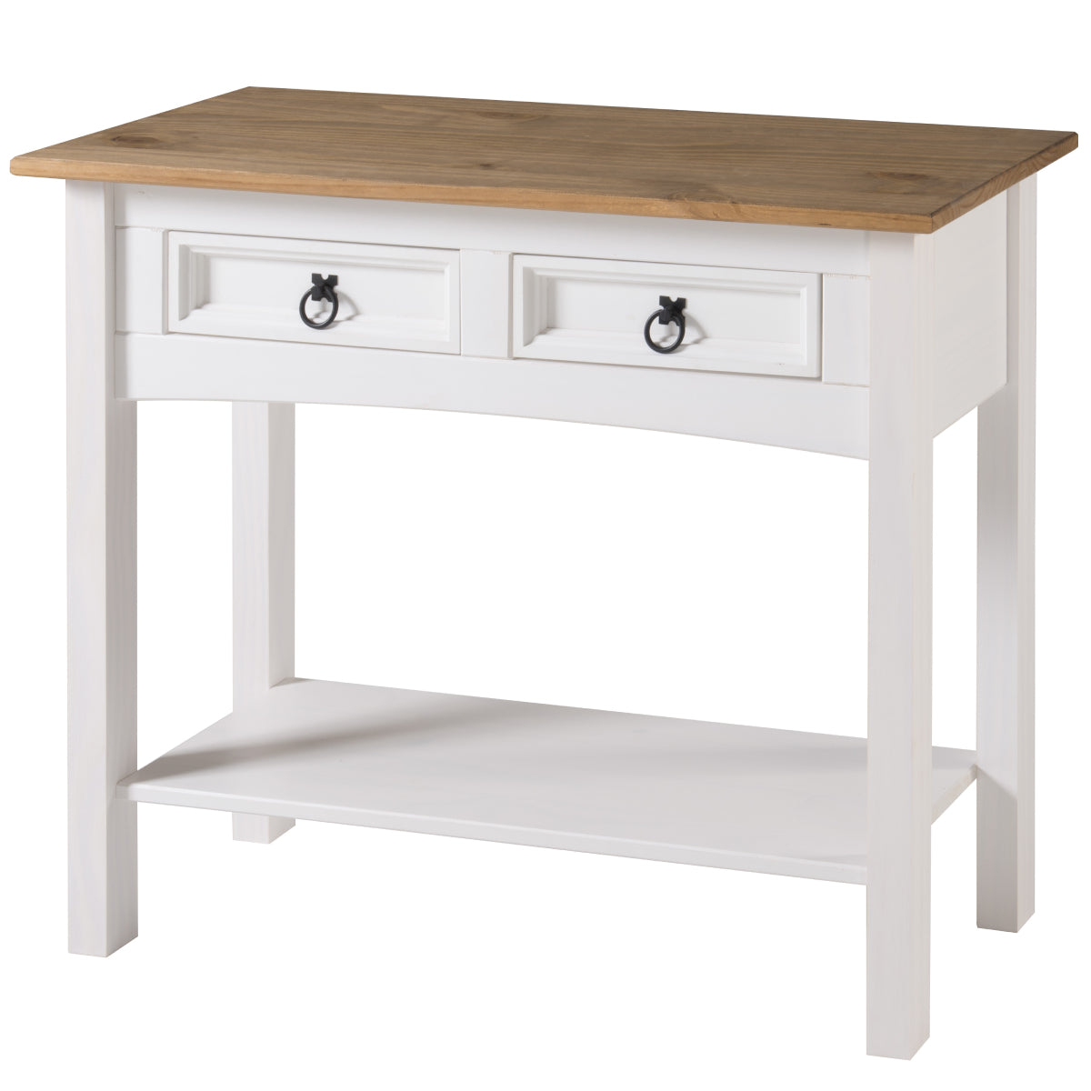 Wood Hall Table Console 2 Drawers Corona Snow | Furniture Dash