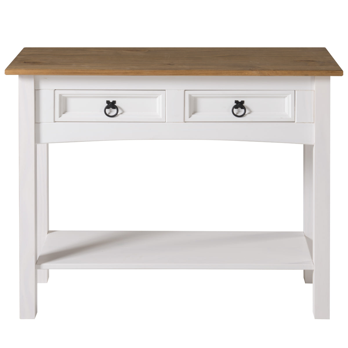 Wood Hall Table Console 2 Drawers Corona Snow | Furniture Dash