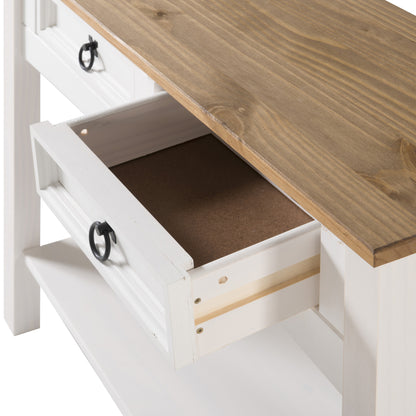 Wood Hall Table Console 2 Drawers Corona Snow | Furniture Dash