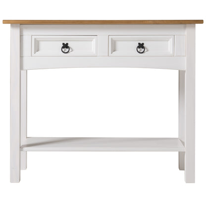 Wood Hall Table Console 2 Drawers Corona Snow | Furniture Dash