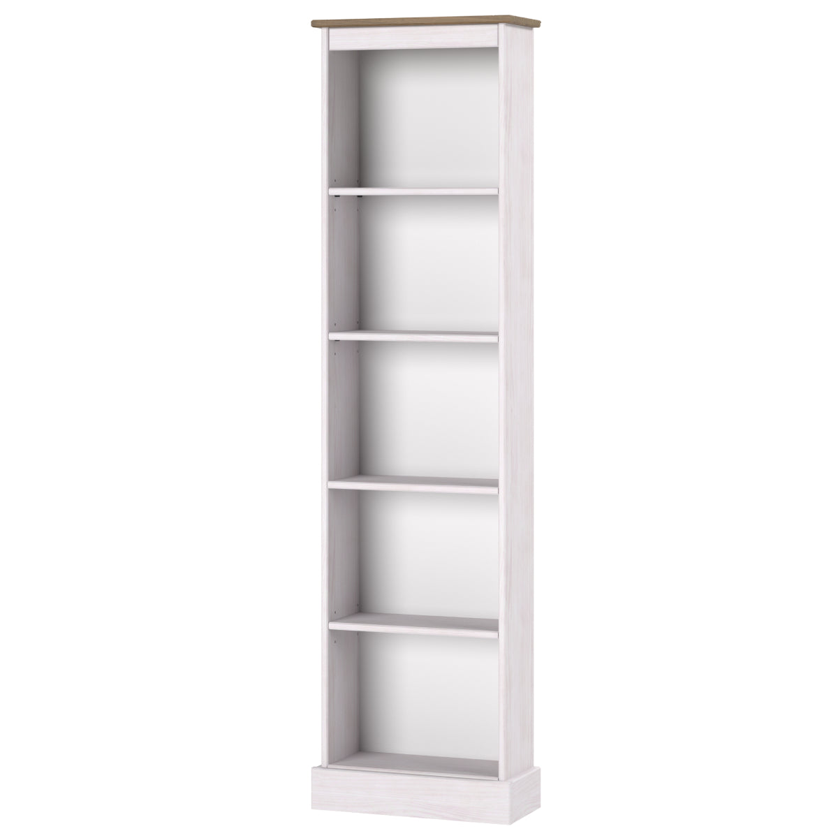 Wood Bookcase Tall Narrow Corona Snow | Furniture Dash