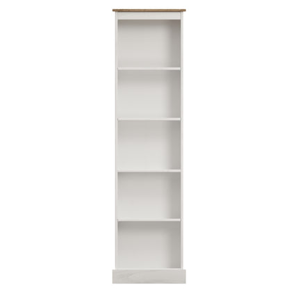 Wood Bookcase Tall Narrow Corona Snow | Furniture Dash
