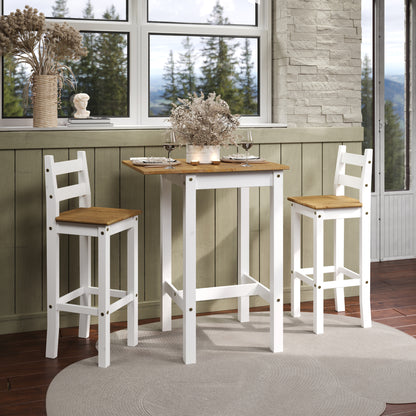 Wood Bar Height Dining Set of Drop Leaf Table and 2 Chairs Corona Snow | Furniture Dash