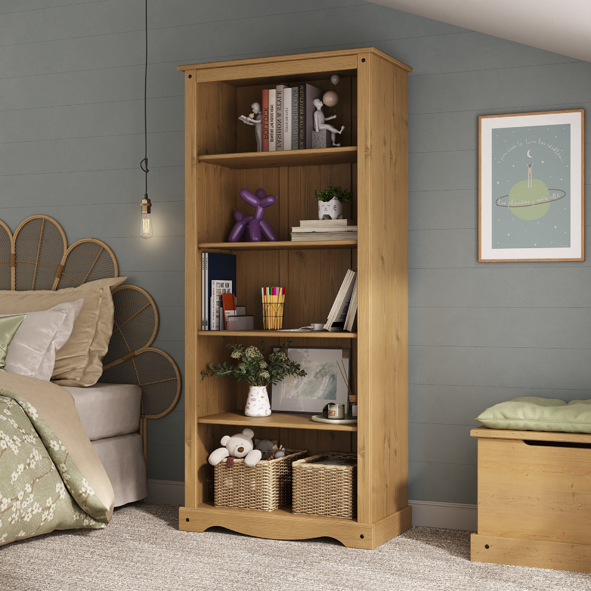 Wood Bookcase 5 Shelf Corona | Furniture Dash