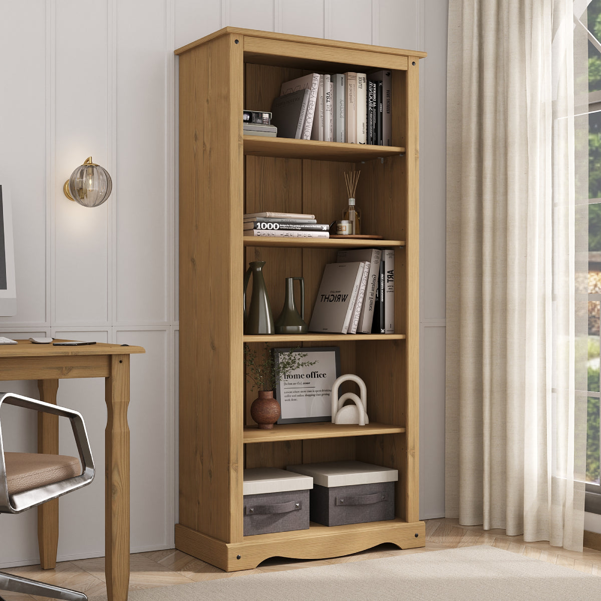 Wood Bookcase 5 Shelf Corona | Furniture Dash
