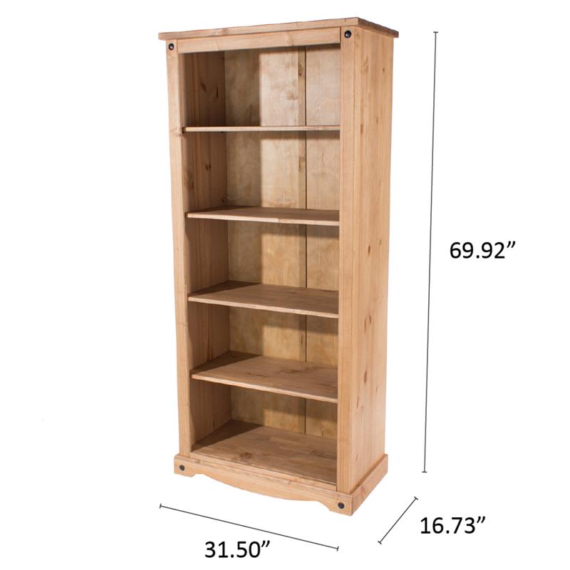 Wood Bookcase 5 Shelf Corona | Furniture Dash